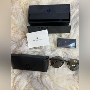 Original Belstaff Magnum Black Aviator 58-17-145 Beta Titanium Sunglasses